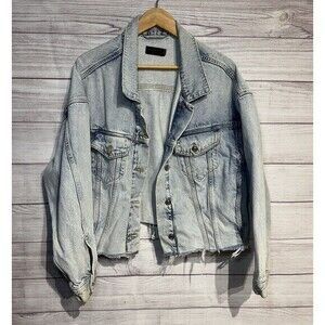 ALLSAINTS Women Jinx Oversized Long Sleeve Cotton Crop Denim Jacket Size XS/S